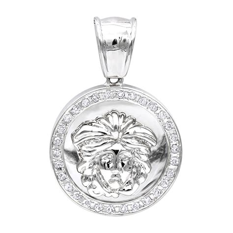 versace white gold necklace|14k gold versace pendant.